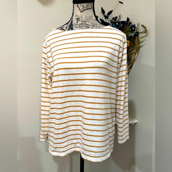 J Crew Striped White and Gold Women's Top size Medium - Picture 1 of 5